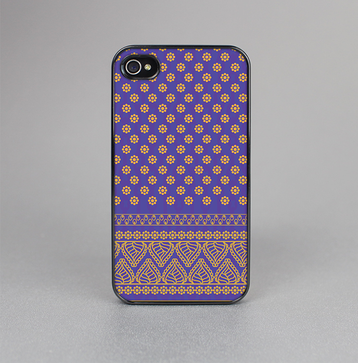 The Tall Purple & Orange Floral Vector Pattern Skin-Sert for the Apple iPhone 4-4s Skin-Sert Case