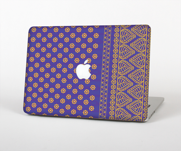The Tall Purple & Orange Floral Vector Pattern Skin Set for the Apple MacBook Pro 15" with Retina Display