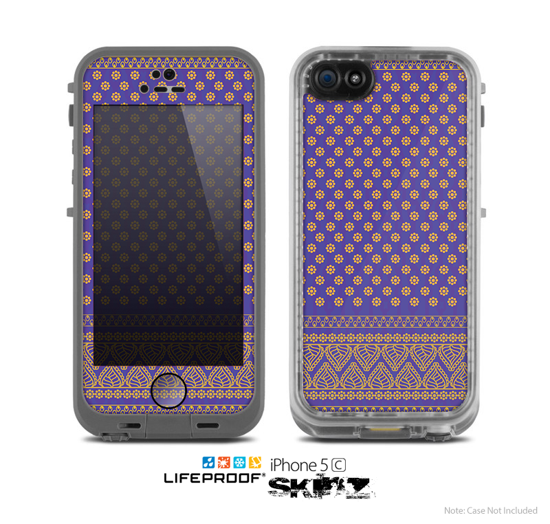 The Tall Purple & Orange Floral Vector Pattern Skin for the Apple iPhone 5c LifeProof Case