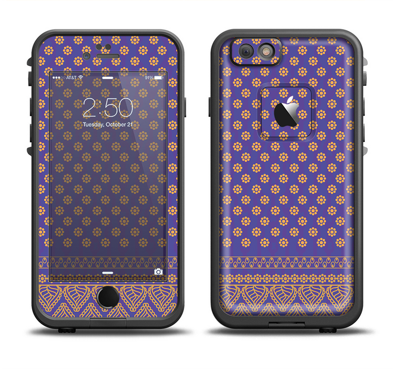 The Tall Purple & Orange Vintage Pattern Apple iPhone 6/6s Plus LifeProof Fre Case Skin Set