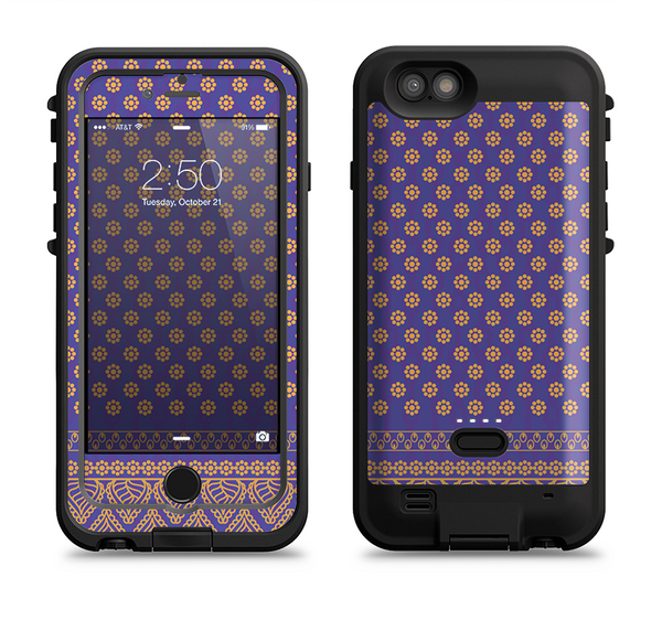 The Tall Purple & Orange Vintage Pattern Apple iPhone 6/6s LifeProof Fre POWER Case Skin Set