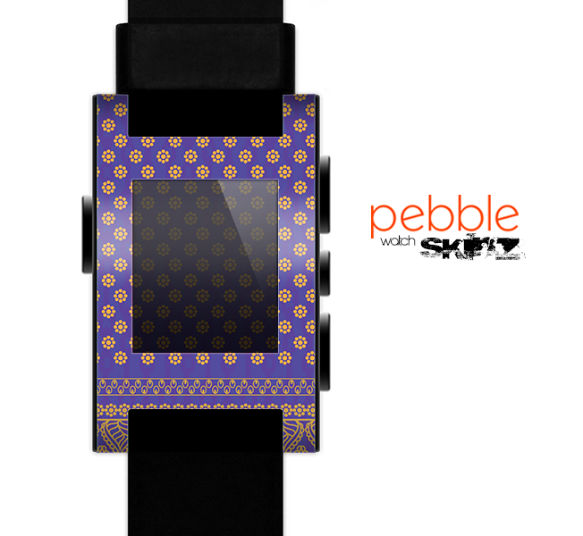 The Tall Purple & Orange Vintage Pattern Skin for the Pebble SmartWatch