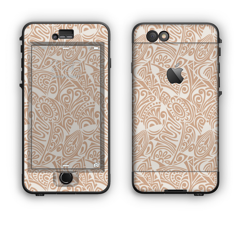 The Tan Abstract Vector Pattern Apple iPhone 6 LifeProof Nuud Case Skin Set