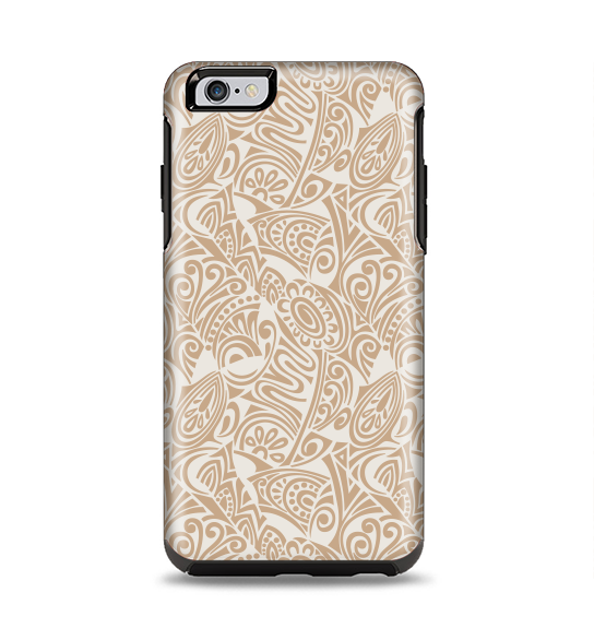 The Tan Abstract Vector Pattern Apple iPhone 6 Plus Otterbox Symmetry Case Skin Set