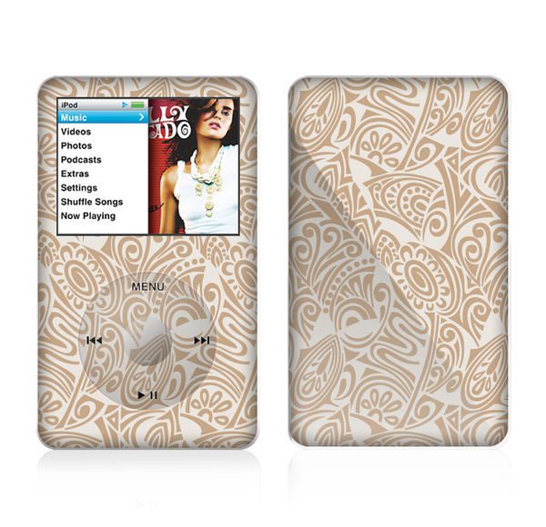The Tan Abstract Vector Pattern Skin For The Apple iPod Classic