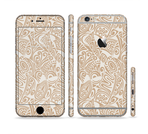 The Tan Abstract Vector Pattern Sectioned Skin Series for the Apple iPhone 6