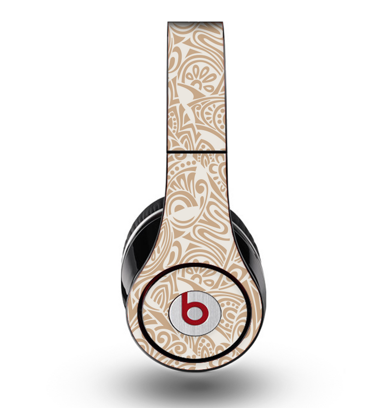 The Tan Abstract Vector Pattern Skin for the Original Beats by Dre Studio Headphones