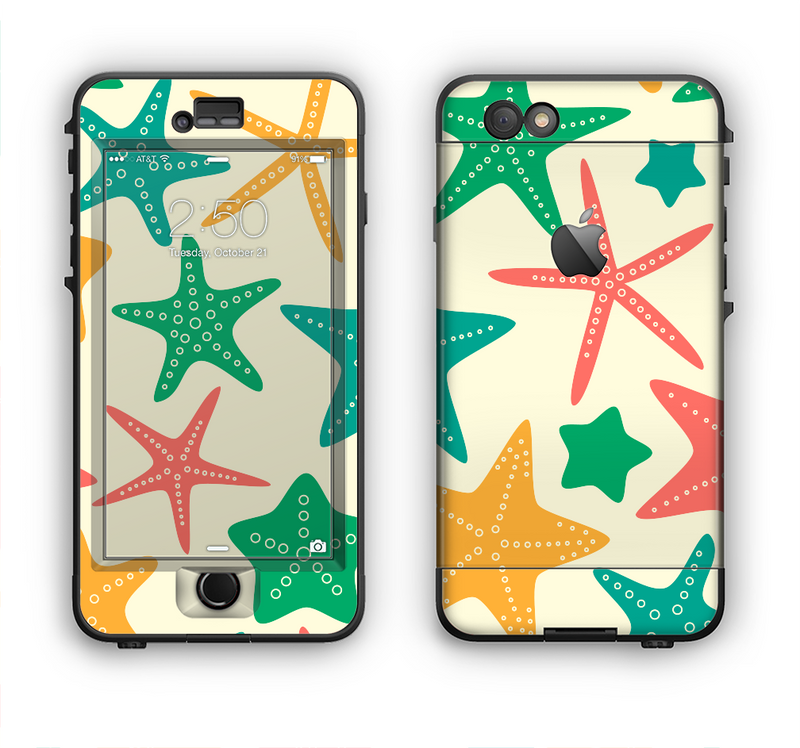The Tan And Colorful Vector StarFish Apple iPhone 6 LifeProof Nuud Case Skin Set