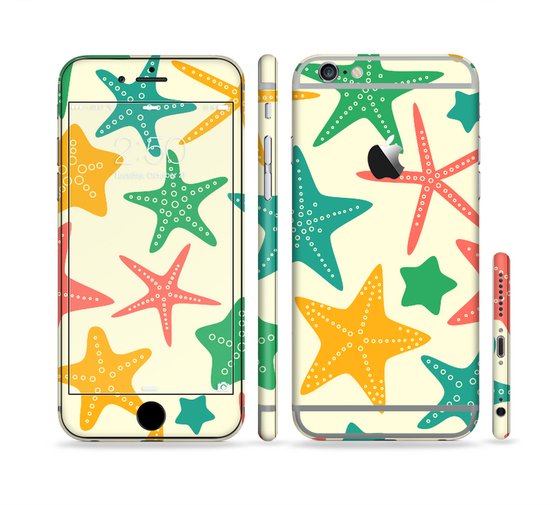 The Tan And Colorful Vector StarFish Sectioned Skin Series for the Apple iPhone 6s