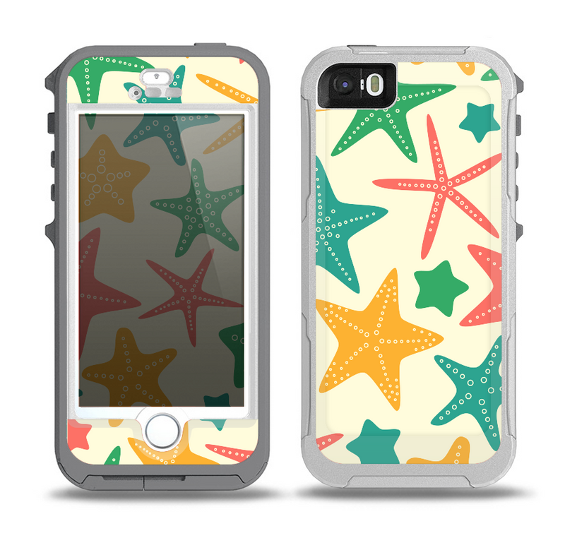 The Tan And Colorful Vector StarFish Skin for the iPhone 5-5s OtterBox Preserver WaterProof Case