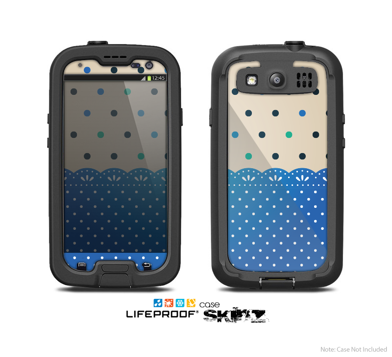 The Tan & Blue Polka Dotted Pattern Skin For The Samsung Galaxy S3 LifeProof Case