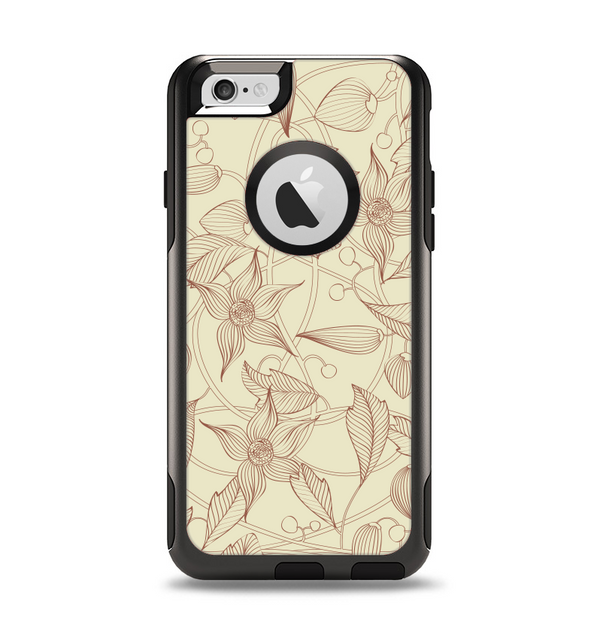 The Tan & Brown Floral Laced Pattern Apple iPhone 6 Otterbox Commuter Case Skin Set