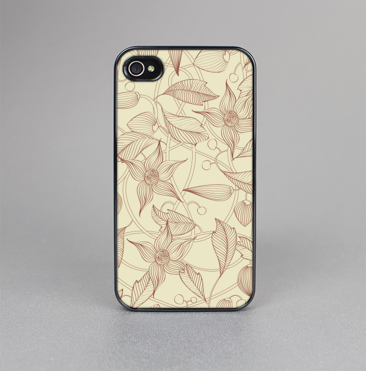 The Tan & Brown Floral Laced Pattern Skin-Sert for the Apple iPhone 4-4s Skin-Sert Case