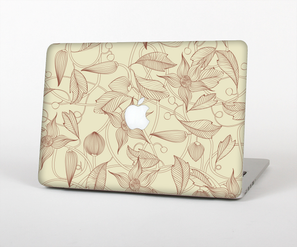The Tan & Brown Floral Laced Pattern Skin Set for the Apple MacBook Pro 15" with Retina Display