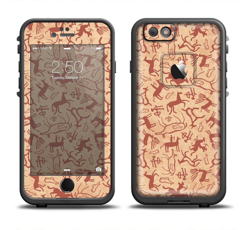 The Tan & Brown Vintage Deer Collage Apple iPhone 6/6s Plus LifeProof Fre Case Skin Set