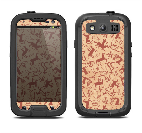 The Tan & Brown Vintage Deer Collage Samsung Galaxy S3 LifeProof Fre Case Skin Set