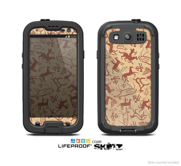 The Tan & Brown Vintage Deer Collage Skin For The Samsung Galaxy S3 LifeProof Case