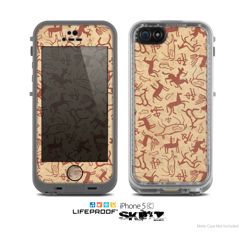 The Tan & Brown Vintage Deer Collage Skin for the Apple iPhone 5c LifeProof Case
