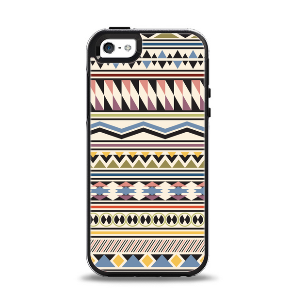 The Tan & Color Aztec Pattern V32 Apple iPhone 5-5s Otterbox Symmetry Case Skin Set