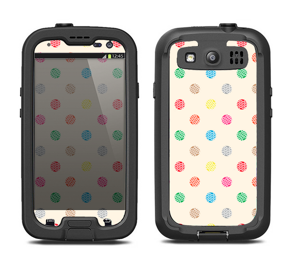 The Tan & Colored Laced Polka dots Samsung Galaxy S3 LifeProof Fre Case Skin Set