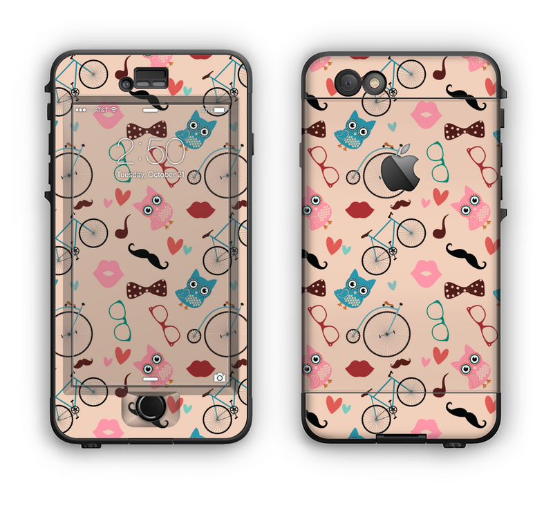 The Tan Colorful Hipster Icons Apple iPhone 6 LifeProof Nuud Case Skin Set