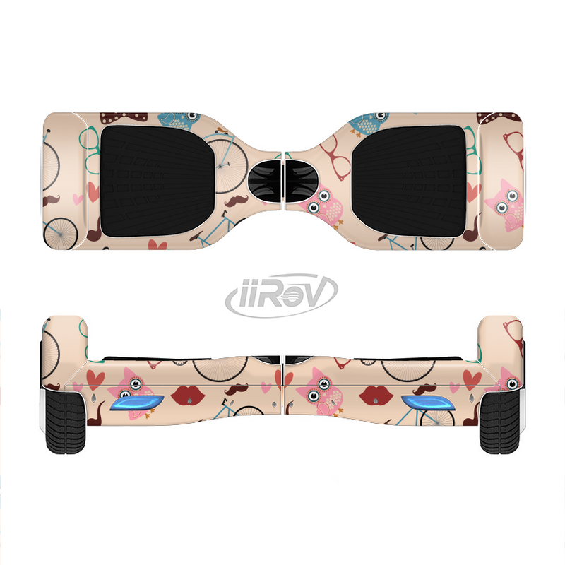 The Tan Colorful Hipster Icons Full-Body Skin Set for the Smart Drifting SuperCharged iiRov HoverBoard