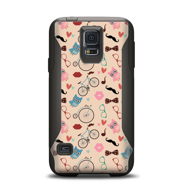 The Tan Colorful Hipster Icons Samsung Galaxy S5 Otterbox Commuter Case Skin Set