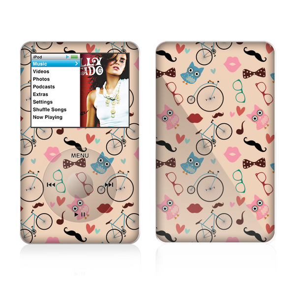 The Tan Colorful Hipster Icons Skin For The Apple iPod Classic