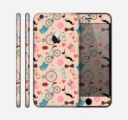 The Tan Colorful Hipster Icons Skin for the Apple iPhone 6 Plus