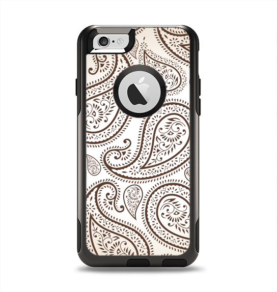 The Tan Highlighted Paisley Pattern Apple iPhone 6 Otterbox Commuter Case Skin Set