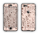 The Tan Music Note Pattern Apple iPhone 6 LifeProof Nuud Case Skin Set