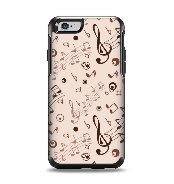 The Tan Music Note Pattern Apple iPhone 6 Otterbox Symmetry Case Skin Set