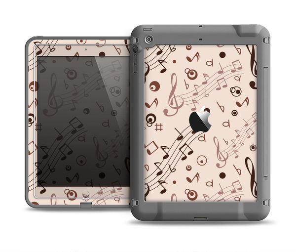 The Tan Music Note Pattern Apple iPad Mini LifeProof Fre Case Skin Set