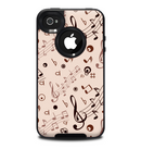 The Tan Music Note Pattern Skin for the iPhone 4-4s OtterBox Commuter Case