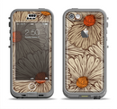 The Tan & Orange Tipped Flowers Pattern Apple iPhone 5c LifeProof Nuud Case Skin Set