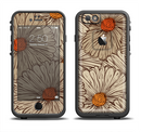 The Tan & Orange Tipped Flowers Pattern Apple iPhone 6/6s LifeProof Fre Case Skin Set