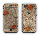 The Tan & Orange Tipped Flowers Pattern Apple iPhone 6 LifeProof Nuud Case Skin Set