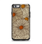 The Tan & Orange Tipped Flowers Pattern Apple iPhone 6 Otterbox Symmetry Case Skin Set