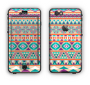 The Tan & Teal Aztec Pattern V4 Apple iPhone 6 LifeProof Nuud Case Skin Set