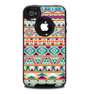 The Tan & Teal Aztec Pattern V4 Skin for the iPhone 4-4s OtterBox Commuter Case