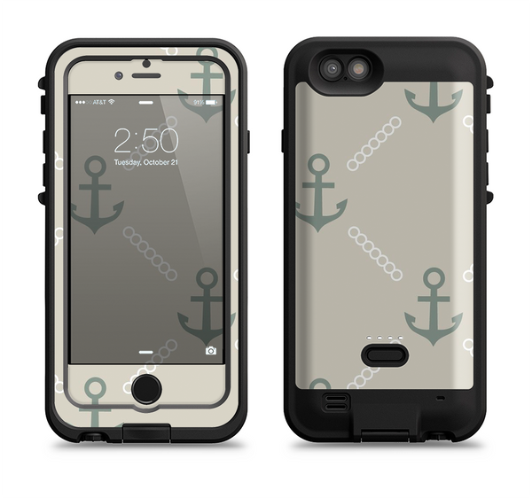 The Tan Vintage Solid Color Anchor Linked Apple iPhone 6/6s LifeProof Fre POWER Case Skin Set