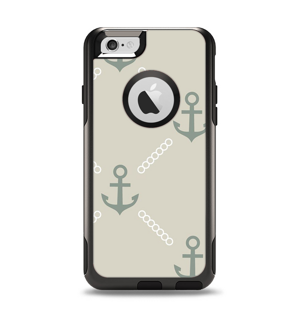 The Tan Vintage Solid Color Anchor Linked Apple iPhone 6 Otterbox Commuter Case Skin Set