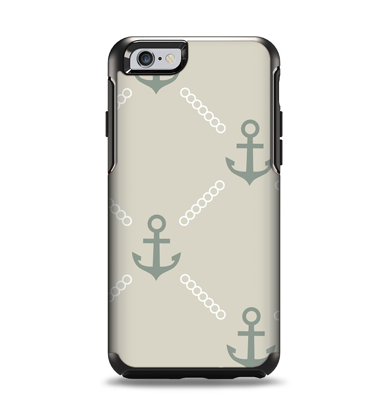 The Tan Vintage Solid Color Anchor Linked Apple iPhone 6 Otterbox Symmetry Case Skin Set