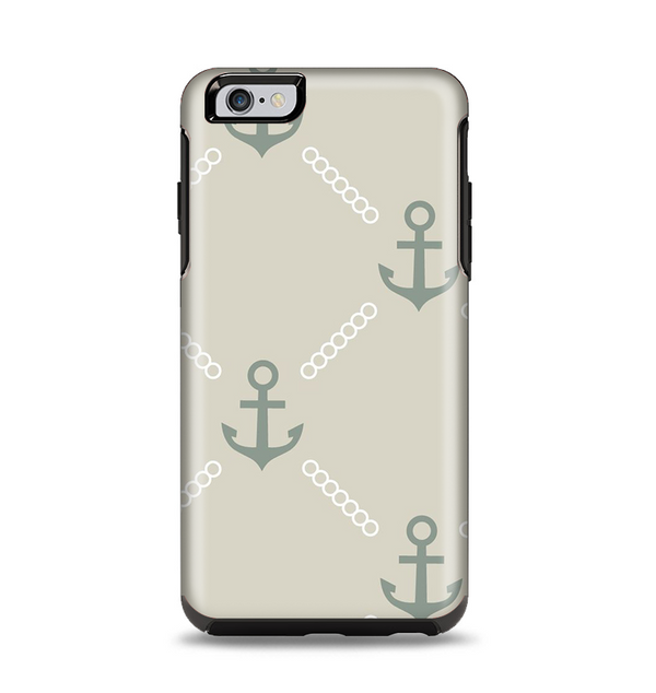 The Tan Vintage Solid Color Anchor Linked Apple iPhone 6 Plus Otterbox Symmetry Case Skin Set