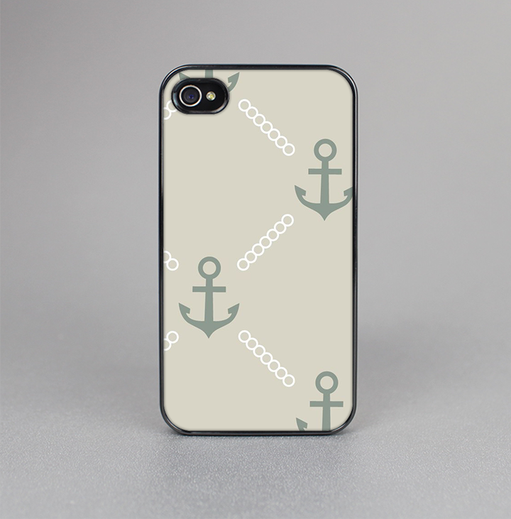 The Tan Vintage Solid Color Anchor Linked Skin-Sert for the Apple iPhone 4-4s Skin-Sert Case