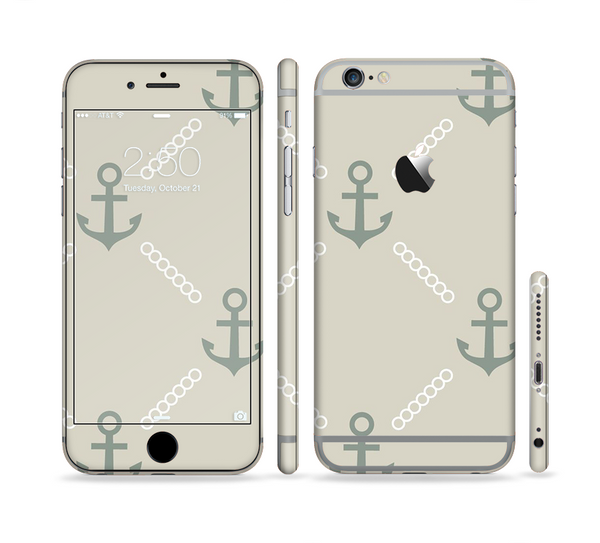 The Tan Vintage Solid Color Anchor Linked Sectioned Skin Series for the Apple iPhone 6