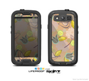 The Tan & Vintage Tan & Gold Vector Birds with Flowers Skin For The Samsung Galaxy S3 LifeProof Case