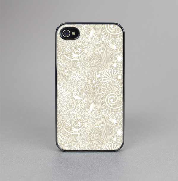 The Tan & White Vintage Floral Pattern Skin-Sert for the Apple iPhone 4-4s Skin-Sert Case