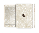 The Tan & White Vintage Floral Pattern Full Body Skin Set for the Apple iPad Mini 3