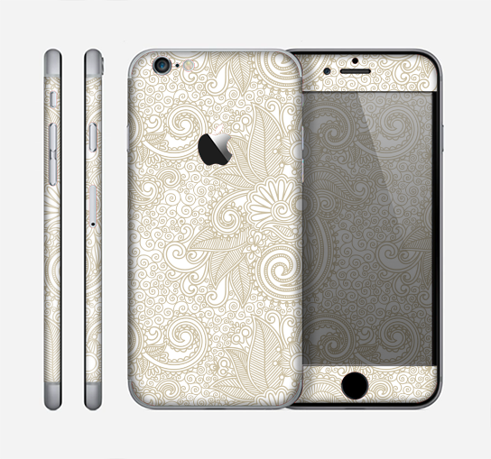 The Tan & White Vintage Floral Pattern Skin for the Apple iPhone 6